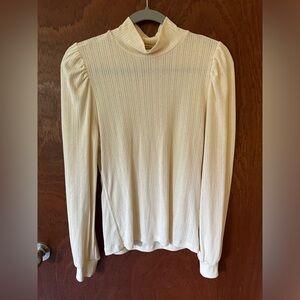 Pointelle Areli Turtleneck long puff sleeves with fitted wrists